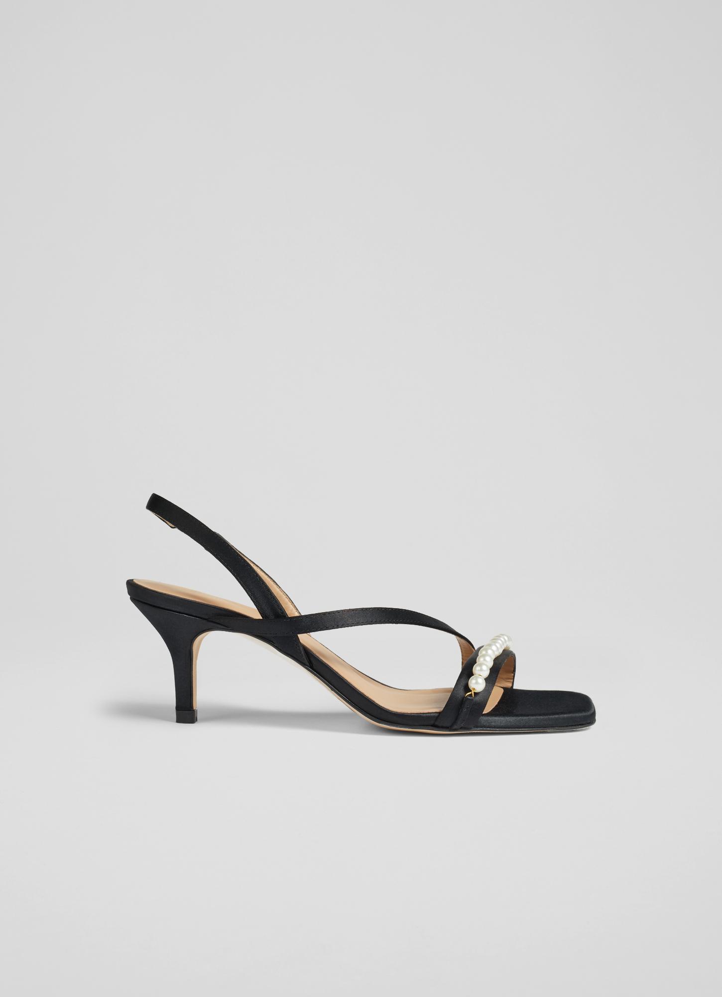 Greta Black Pearl Asymmetric Strappy Sandals | Shoes - LK Bennett